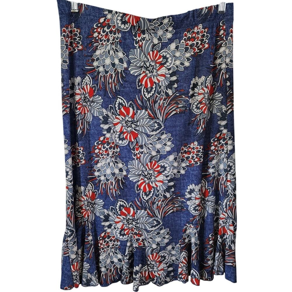 SJS Flounce Textured Floral Midi Skirt Size Large
